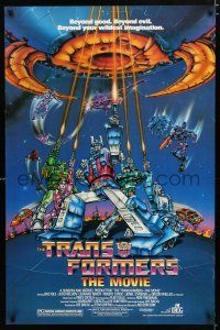 1k783 TRANSFORMERS THE MOVIE 1sh '86 animated robot action cartoon, cool sci-fi artwork!