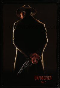 1k799 UNFORGIVEN dated teaser DS 1sh '92 classic image of gunslinger Clint Eastwood w/back turned!