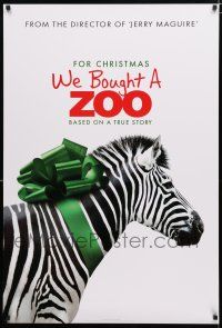 1k819 WE BOUGHT A ZOO style A teaser DS 1sh '11 Cameron Crowe directed, zebra in ribbon!