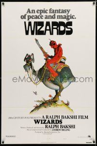 1k835 WIZARDS style A 1sh '77 Ralph Bakshi directed animation, cool fantasy art by William Stout!