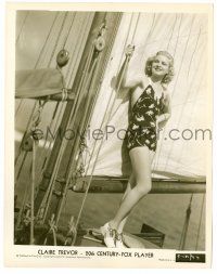 1m220 CLAIRE TREVOR 8x10.25 still '35 full-length in sexy swimsuit posing on sailboat!