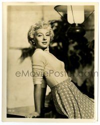 1m323 EVELYN KEYES 8x10 still '40s sexy close up wearing tight low-cut sweater & pearls!