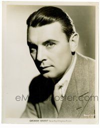 1m378 GEORGE BRENT 8x10.25 still '30s great head & shoulders portrait wearing suit & tie!