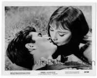 1m423 GREEN MANSIONS 8.25x10.25 still '59 c/u of Audrey Hepburn & Anthony Perkins kissing on ground!