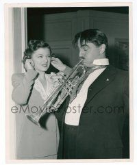 1m470 I LOVE YOU AGAIN deluxe 8x10 still '40 Myrna Loy can't take William Powell's trumpet playing!