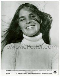 1m605 LOVE STORY 8x10 still '71 best smiling portrait of Ali MacGraw with windblown hair!