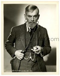 1m616 MAN WITH NINE LIVES 8x10.25 still '40 creepy Boris Karloff with stethoscope & pocket watch!