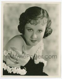 1m617 MARGARET LINDSAY 8x10 still '30s great close up in cool flowered dress by Elmer Fryer!