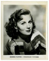 1m756 RHONDA FLEMING 8x10.25 still '50s close up of the sexy star in cool striped sweater!