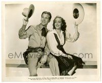1m761 RIDING HIGH 8.25x10 still '43 Dorothy Lamour & Dick Powell waving their cowboy hats!