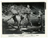 1m769 RIVER OF NO RETURN 8x10 still '54 Marilyn Monroe, Mitchum & Rettig scared by arrow in raft!