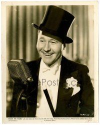 1m821 SHOOT THE WORKS 8x10.25 still '34 c/u of Jack Oakie in tux & top hat smiling by microphone!