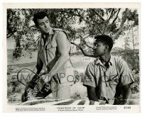 1m839 SOMETHING OF VALUE 8x10.25 still '57 Sidney Poitier watches Rock Hudson holding giant hook!