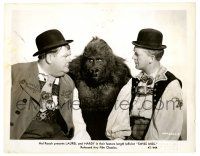 1m884 SWISS MISS 8.25x10.25 still R47 c/u of wacky fake ape between Stan Laurel & Oliver Hardy!