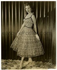 1m957 VIRGINIA MAYO 7.5x9.5 still '57 in beautiful black & white cotton lace dress from The Big Land