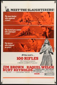 1p005 100 RIFLES style B 1sh '69 Jim Brown, sexy Raquel Welch & Burt Reynolds!