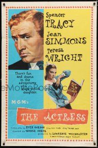 1p012 ACTRESS 1sh '53 Jean Simmons, cool close-up art of Spencer Tracy!