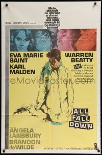 1p021 ALL FALL DOWN 1sh '62 Warren Beatty, Eva Marie Saint, Karl Malden, John Frankenheimer