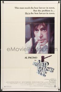 1p029 AND JUSTICE FOR ALL 1sh '79 Al Pacino, Jack Warden, directed by Norman Jewison!