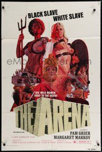 1p037 ARENA 1sh '74 sexy gladiator Pam Grier, see wild women fight to the death!