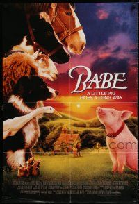 1p050 BABE 1sh '95 classic talking pig, children's farm animal comedy!