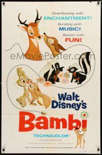 1p055 BAMBI style A 1sh R75 Walt Disney cartoon deer classic, great art with Thumper & Flower!
