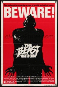 1p059 BEAST WITHIN revised 1sh '82 BEWARE! This motion picture contains graphic and violent horror!