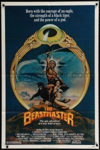 1p060 BEASTMASTER 1sh '82 cool fantasy art of bare-chested Marc Singer & sexy Tanya Roberts!