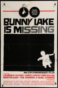 1p120 BUNNY LAKE IS MISSING 1sh '65 directed by Otto Preminger, great artwork by Saul Bass!