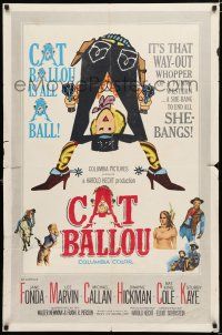 1p143 CAT BALLOU int'l 1sh '65 classic sexy cowgirl Jane Fonda, Lee Marvin, great artwork!