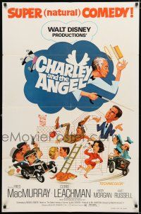 1p151 CHARLEY & THE ANGEL 1sh '73 Disney, Fred MacMurray, Cloris Leachman, supernatural comedy!