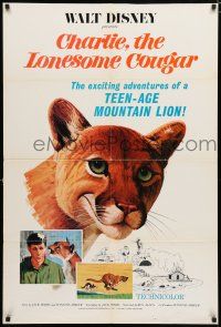 1p152 CHARLIE THE LONESOME COUGAR 1sh '67 Walt Disney, art of smiling teen-age mountain lion!
