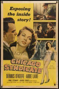 1p160 CHICAGO SYNDICATE 1sh '55 full-length sexy Abbe Lane, Dennis O'Keefe, the inside story!