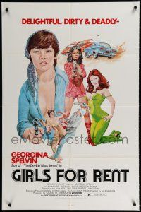 1p336 GIRLS FOR RENT 1sh '74 sexy delightful dirty & deadly bad girl Georgina Spelvin!
