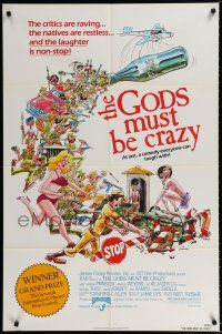 1p341 GODS MUST BE CRAZY 1sh '80 wacky Jamie Uys comedy about native African tribe, Goodman art!