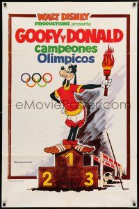 1p346 GOOFY & DONALD OLYMPIC CHAMPIONS Spanish/U.S. 1sh '60s Disney, wonderful cartoon sports images!