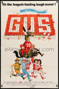 1p368 GUS 1sh '76 Walt Disney, Don Knotts & Tim Conway, football playing mule!