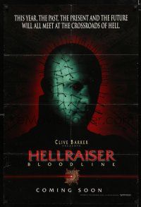 1p382 HELLRAISER: BLOODLINE teaser 1sh '96 Clive Barker, Pinhead at the crossroads of hell!