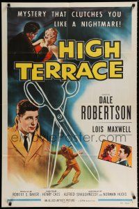 1p392 HIGH TERRACE 1sh '56 Dale Robertson, mystery that clutches you like a nightmare!