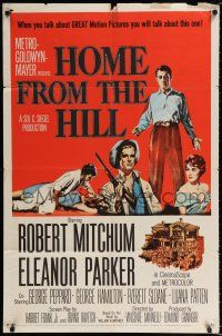 1p406 HOME FROM THE HILL 1sh '60 art of Robert Mitchum, Eleanor Parker & George Peppard!