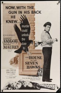 1p424 HOUSE OF THE SEVEN HAWKS 1sh '59 treasure hunter Robert Taylor with gun in his back!