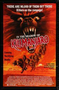 1p445 IN THE SHADOW OF KILIMANJARO 1sh '86 cool art of rampaging deadly wild baboons!