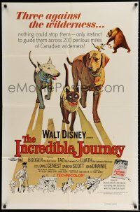1p448 INCREDIBLE JOURNEY 1sh R74 Disney, art of Bull Terrier, Siamese cat & Labrador Retriever!