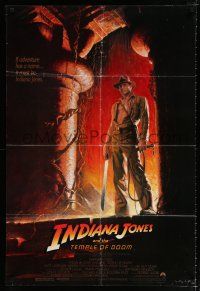 1p454 INDIANA JONES & THE TEMPLE OF DOOM 1sh '84 adventure is Ford's name, Bruce Wolfe art!