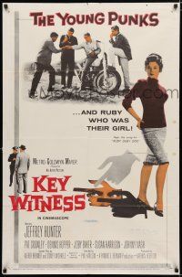 1p490 KEY WITNESS 1sh '60 motorcycle punk Dennis Hopper & Pat Crowley who was their girl!