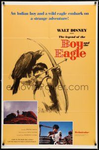 1p514 LEGEND OF THE BOY & THE EAGLE 1sh '67 Walt Disney, cool art of boy w/bow & perched eagle!
