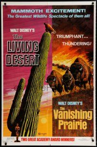 1p525 LIVING DESERT/VANISHING PRAIRIE 1sh '71 art from Walt Disney wildlife double-bill!