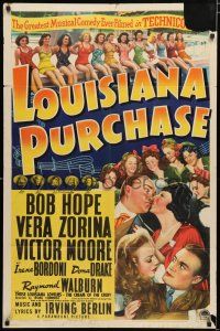 1p533 LOUISIANA PURCHASE style B 1sh '41 art of wacky Bob Hope & pretty Vera Zorina!