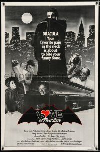 1p534 LOVE AT FIRST BITE 1sh '79 AIP, wacky vampire image of George Hamilton as Dracula!