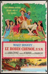 1p538 LT. ROBIN CRUSOE, U.S.N. 1sh R74 Disney, cool art of Dick Van Dyke & island babes!